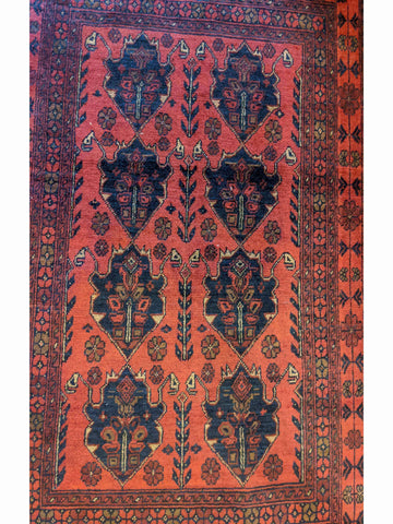 150 x 105 cm Afghan Khan Tribal Red Rug - Rugoutlet