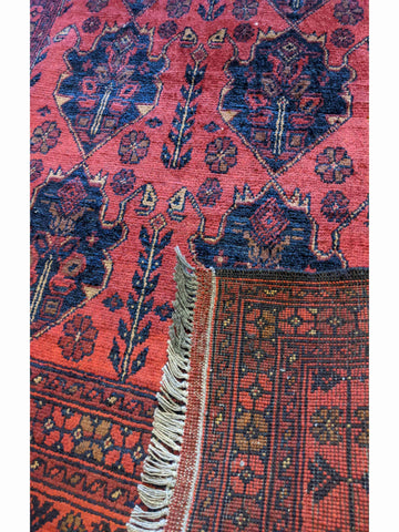 150 x 105 cm Afghan Khan Tribal Red Rug - Rugoutlet