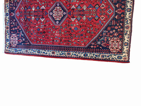 150 x 105 cm Persian Abbadeh Geometric Red Small Rug - Rugoutlet