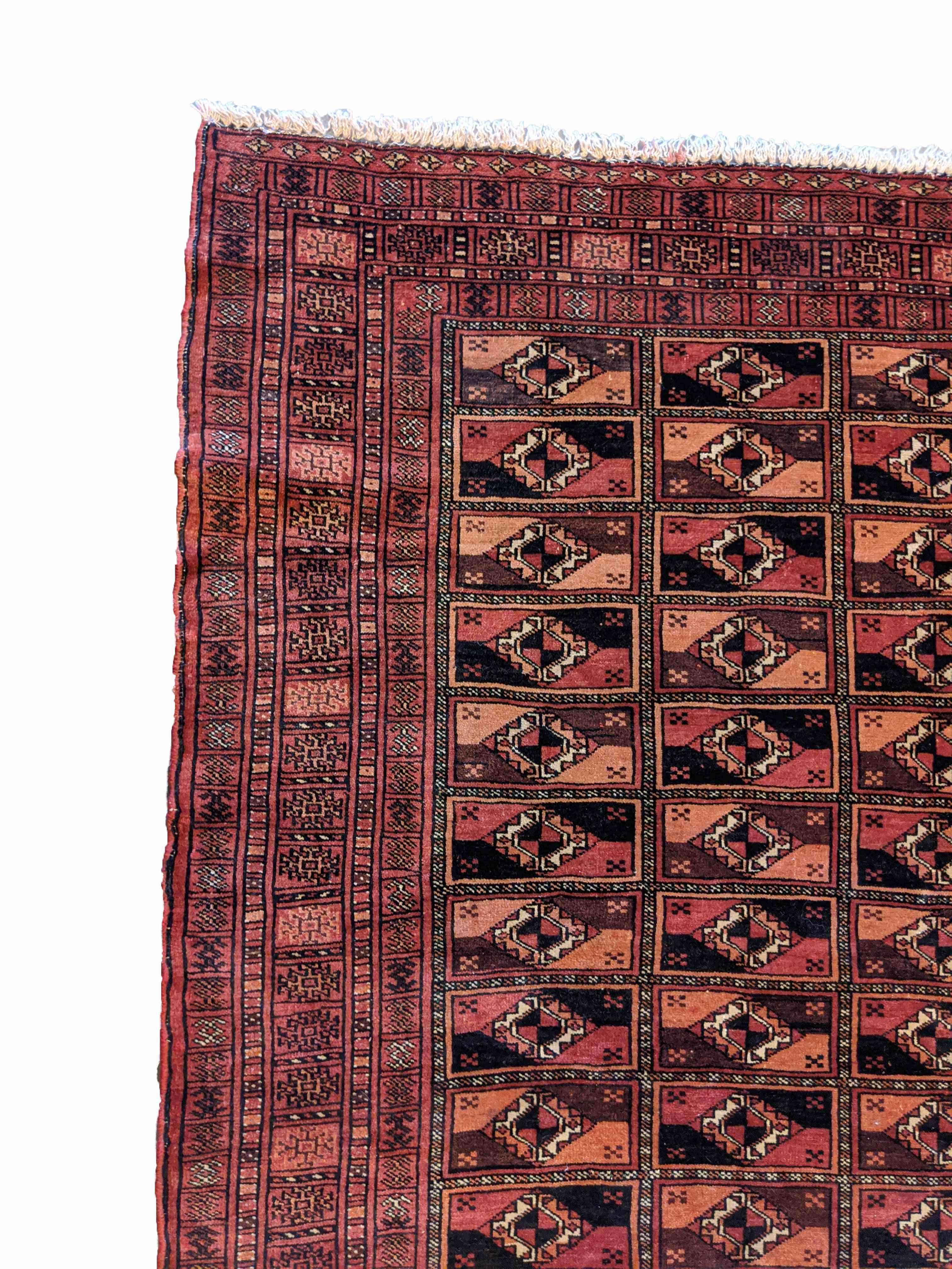 150 x 106 cm Fine Persian Baluch Traditional Terracotta Rug - Rugoutlet