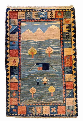 150 x 110 cm kilim Persian Gabbeh Tribal Multi coloured Rug - Rugoutlet
