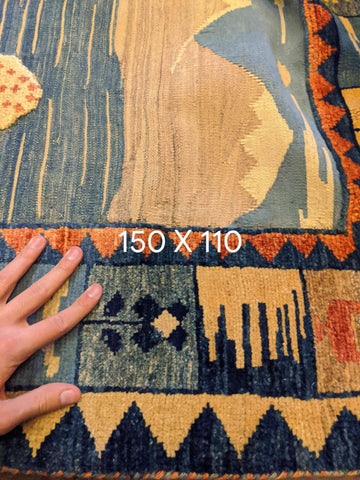150 x 110 cm kilim Persian Gabbeh Tribal Multi coloured Rug - Rugoutlet