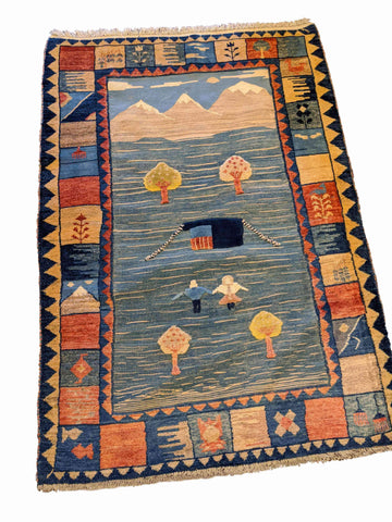 150 x 110 cm kilim Persian Gabbeh Tribal Multi coloured Rug - Rugoutlet