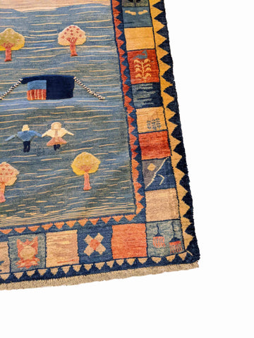 150 x 110 cm kilim Persian Gabbeh Tribal Multi coloured Rug - Rugoutlet