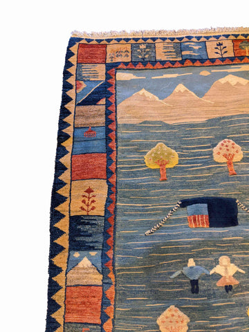 150 x 110 cm kilim Persian Gabbeh Tribal Multi coloured Rug - Rugoutlet
