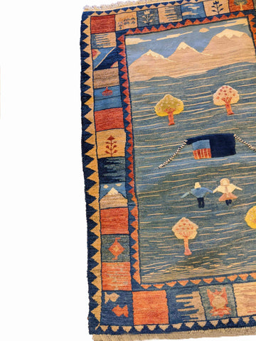 150 x 110 cm kilim Persian Gabbeh Tribal Multi coloured Rug - Rugoutlet