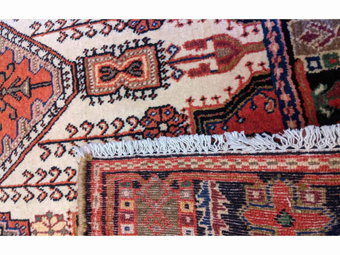 150 x 110 cm Persian Hamadan Traditional Terracotta Rug - Rugoutlet