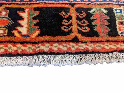 150 x 110 cm Persian Hamadan Traditional Terracotta Rug - Rugoutlet