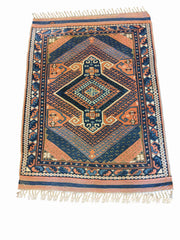 150 x 110 cm Turkish Karz Traditional Blue Rug - Rugmaster