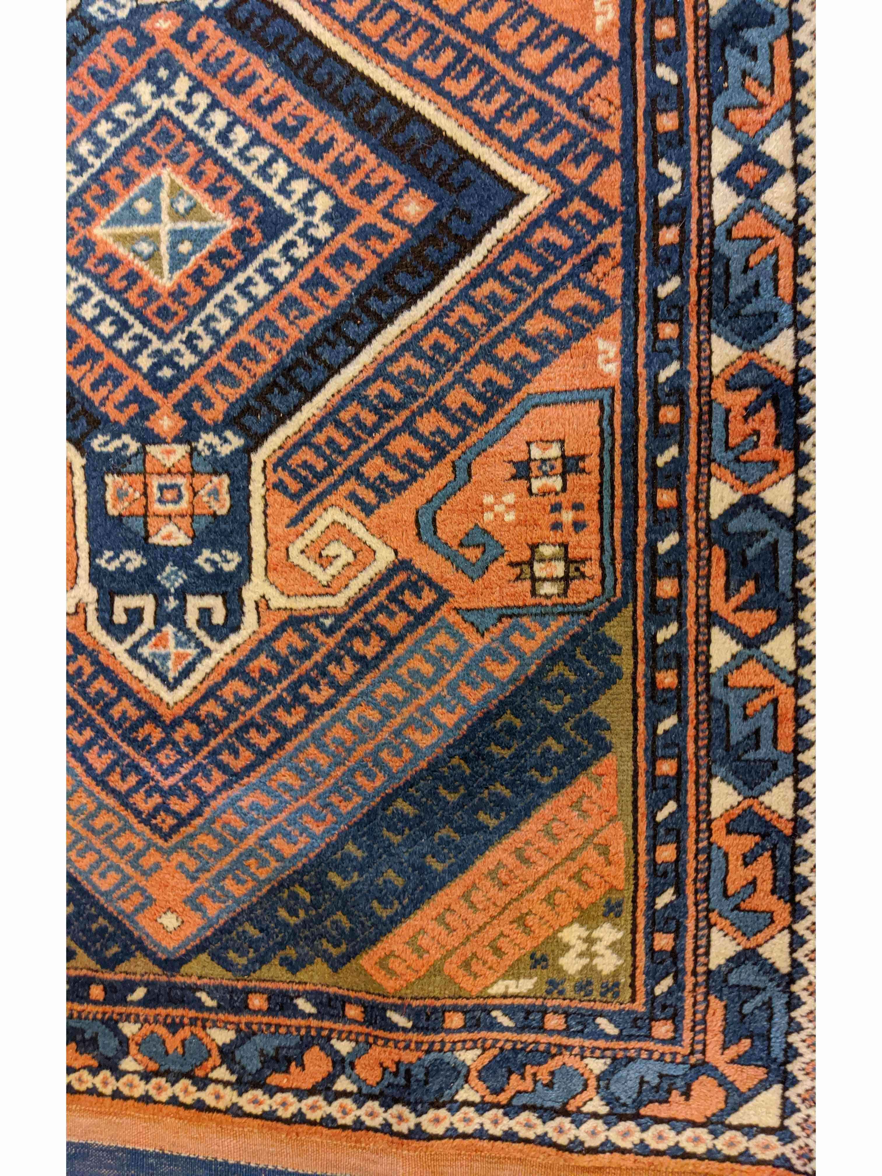 150 x 110 cm Turkish Karz Traditional Blue Rug - Rugmaster