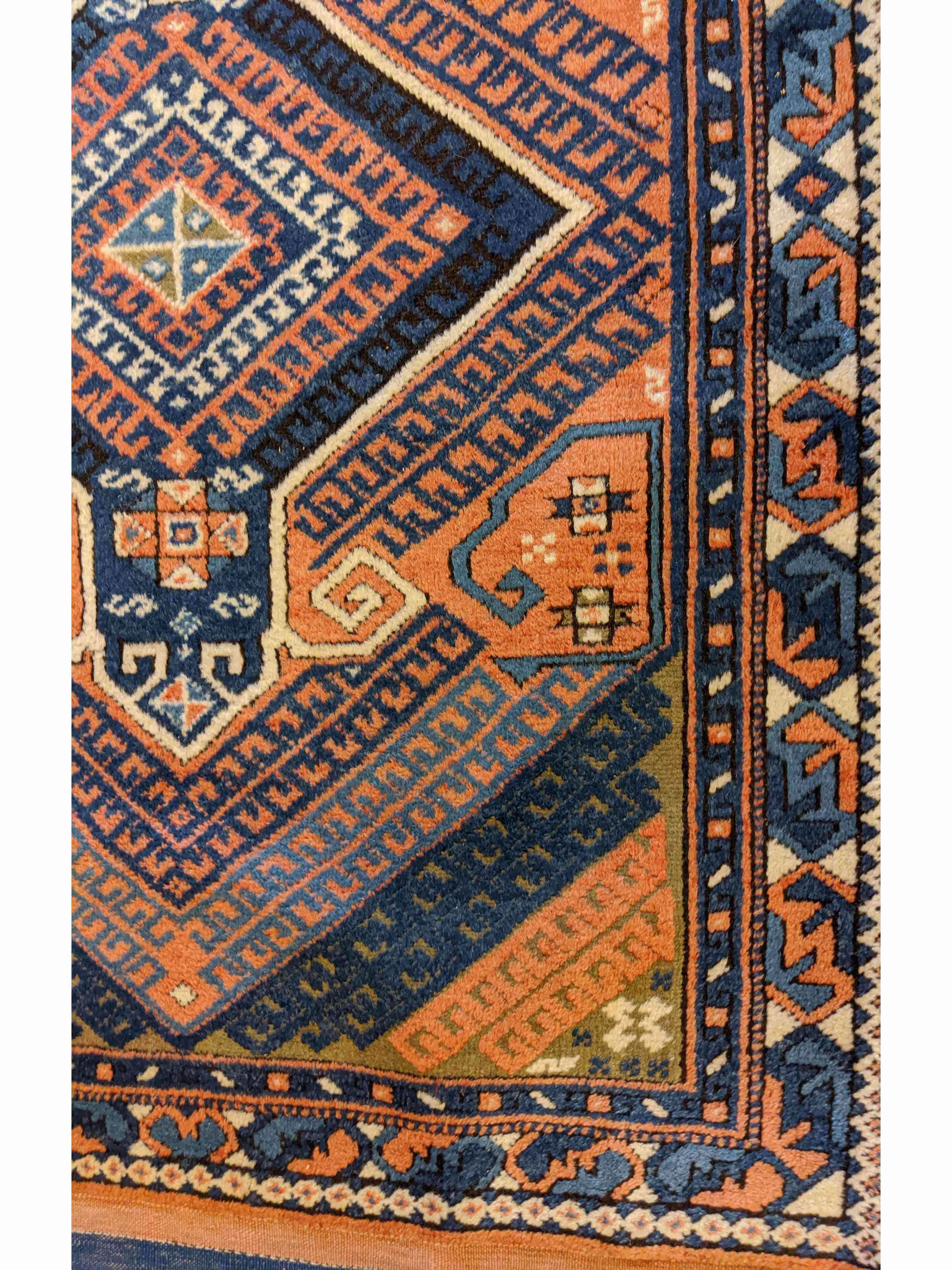 150 x 110 cm Turkish Karz Traditional Blue Rug - Rugoutlet