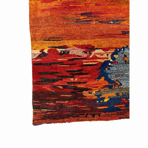 150 x 112 cm Persian Gabbeh Tribal Orange Small Rug - Rugoutlet