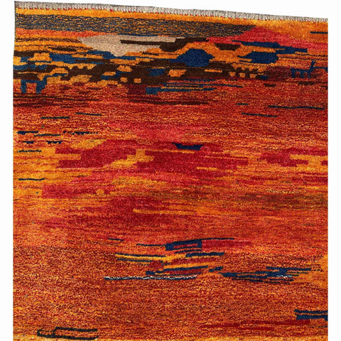 150 x 112 cm Persian Gabbeh Tribal Orange Small Rug - Rugoutlet