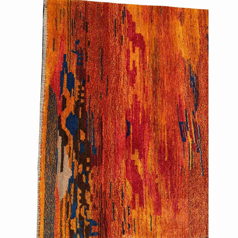 150 x 112 cm Persian Gabbeh Tribal Orange Small Rug - Rugoutlet