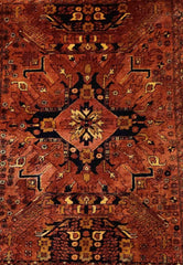 150 x 130 cm Afghan Khan Mohamadi Red Black Tribal Terracotta Rug - Rugoutlet