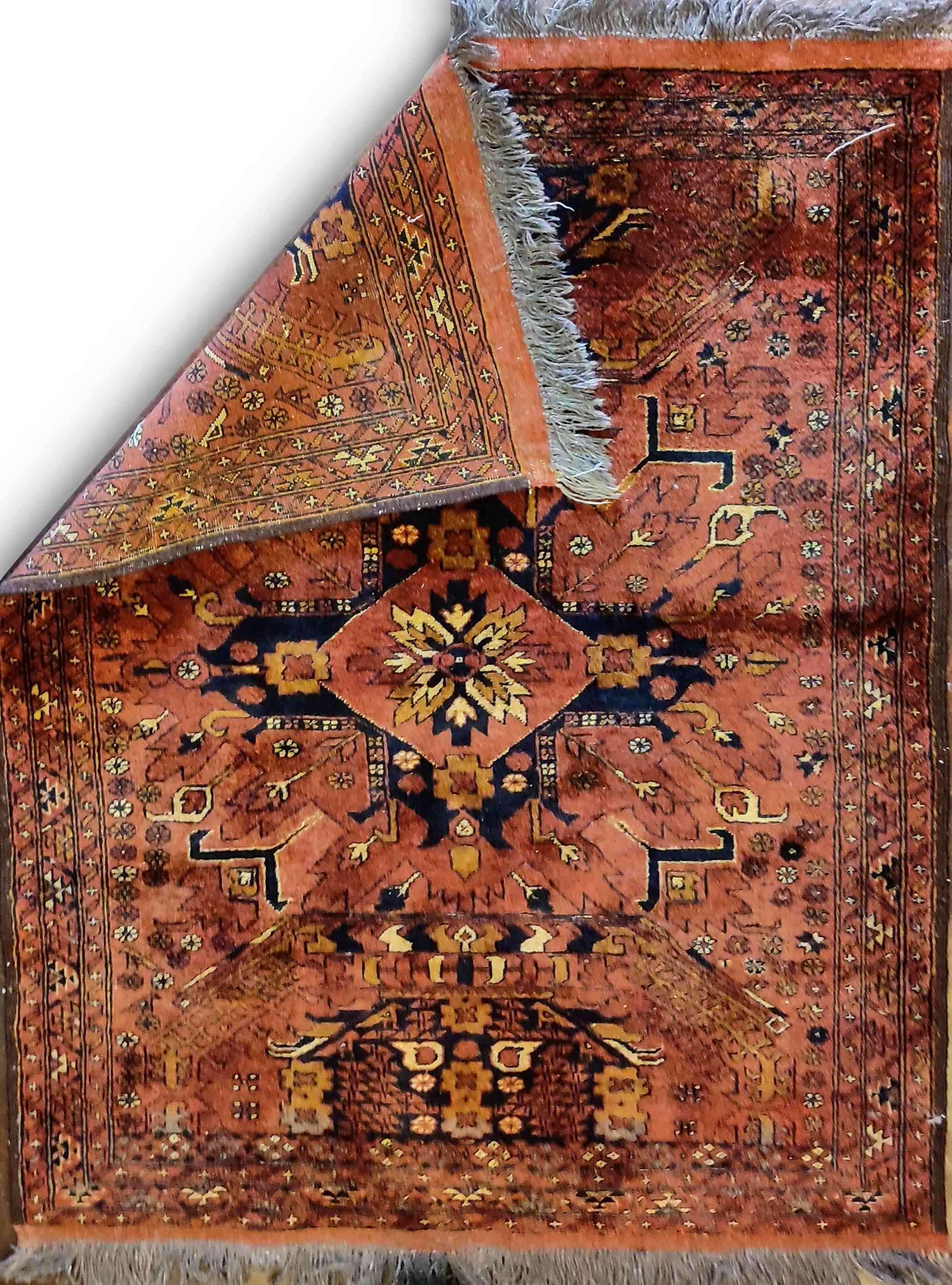 150 x 130 cm Afghan Khan Mohamadi Red Black Tribal Terracotta Rug - Rugoutlet