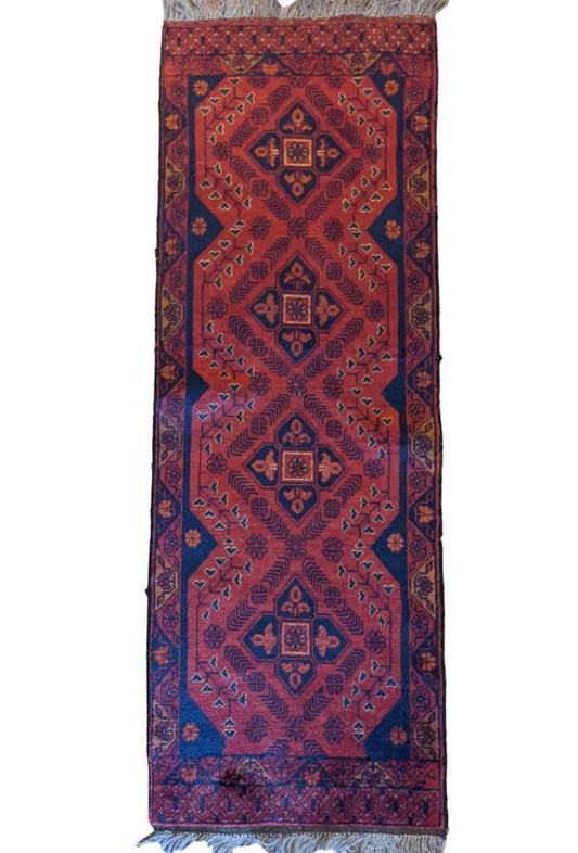 150 x 52 cm Afghan Khan Tribal Red Rug - Rugmaster
