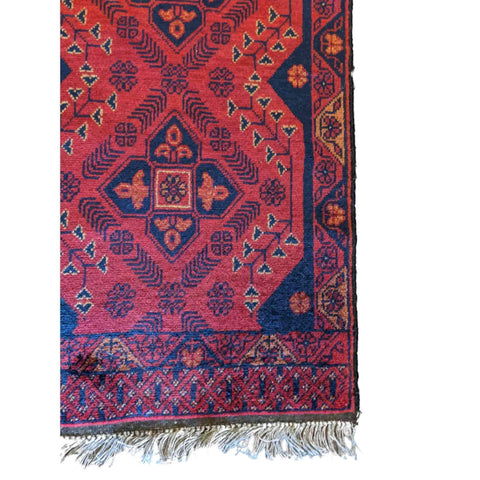 150 x 52 cm Afghan Khan Tribal Red Rug - Rugmaster
