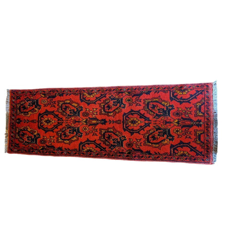 150 x 52 cm Afghan Khan Tribal Red Rug - Rugoutlet