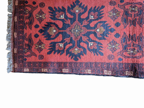 150 x 53 cm Afghan Khan Tribal Terracotta Rug - Rugmaster