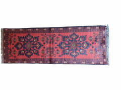 150 x 53 cm Afghan Khan Tribal Terracotta Rug - Rugoutlet