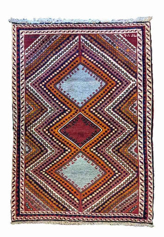 150 x 95 cm Shiraz Qashqai Traditional Multi coloured Rug - Rugoutlet