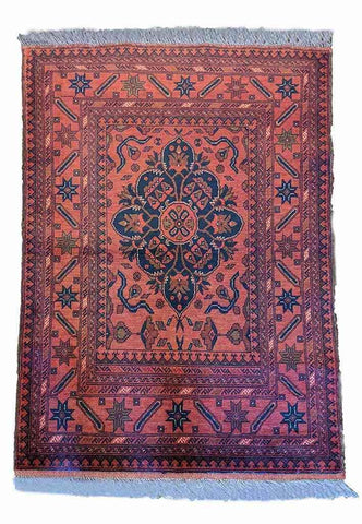 151 x 101 cm Afghan Khan Tribal Red Rug - Rugoutlet