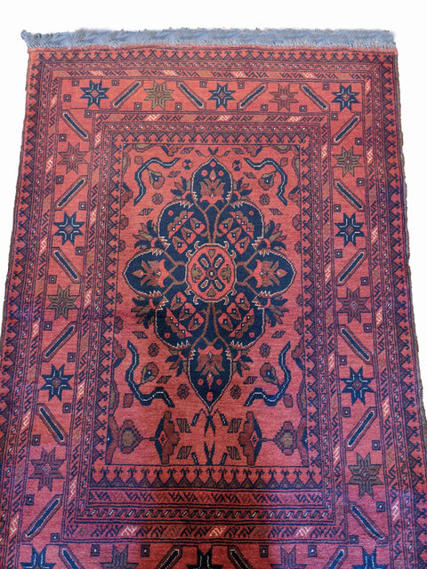 151 x 101 cm Afghan Khan Tribal Red Rug - Rugoutlet