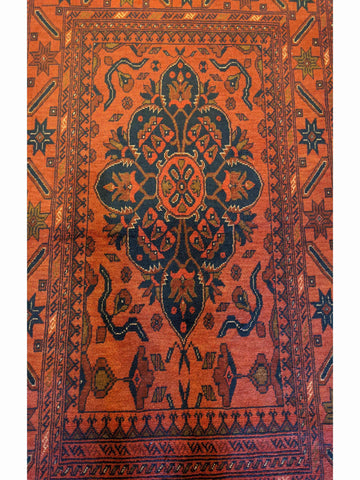 151 x 101 cm Afghan Khan Tribal Red Rug - Rugoutlet