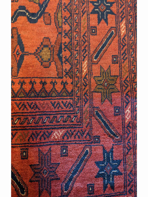151 x 101 cm Afghan Khan Tribal Red Rug - Rugoutlet