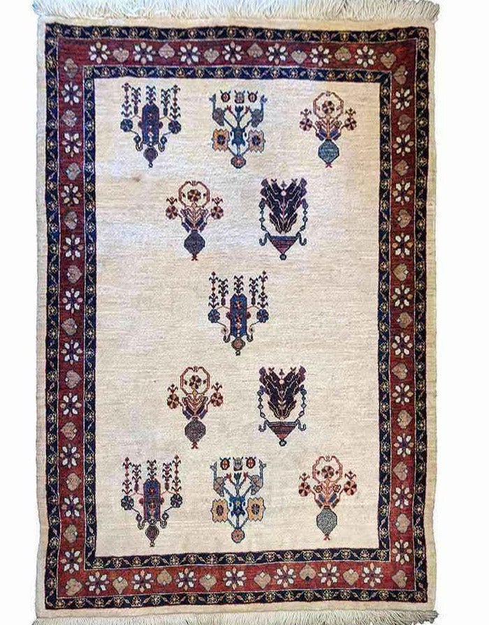 152 x 106 cm Fine Shahsavand Traditional White Rug - Rugoutlet