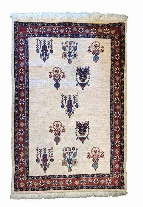 152 x 106 cm Fine Shahsavand Traditional White Rug - Rugoutlet