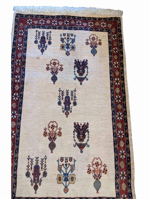 152 x 106 cm Fine Shahsavand Traditional White Rug - Rugoutlet