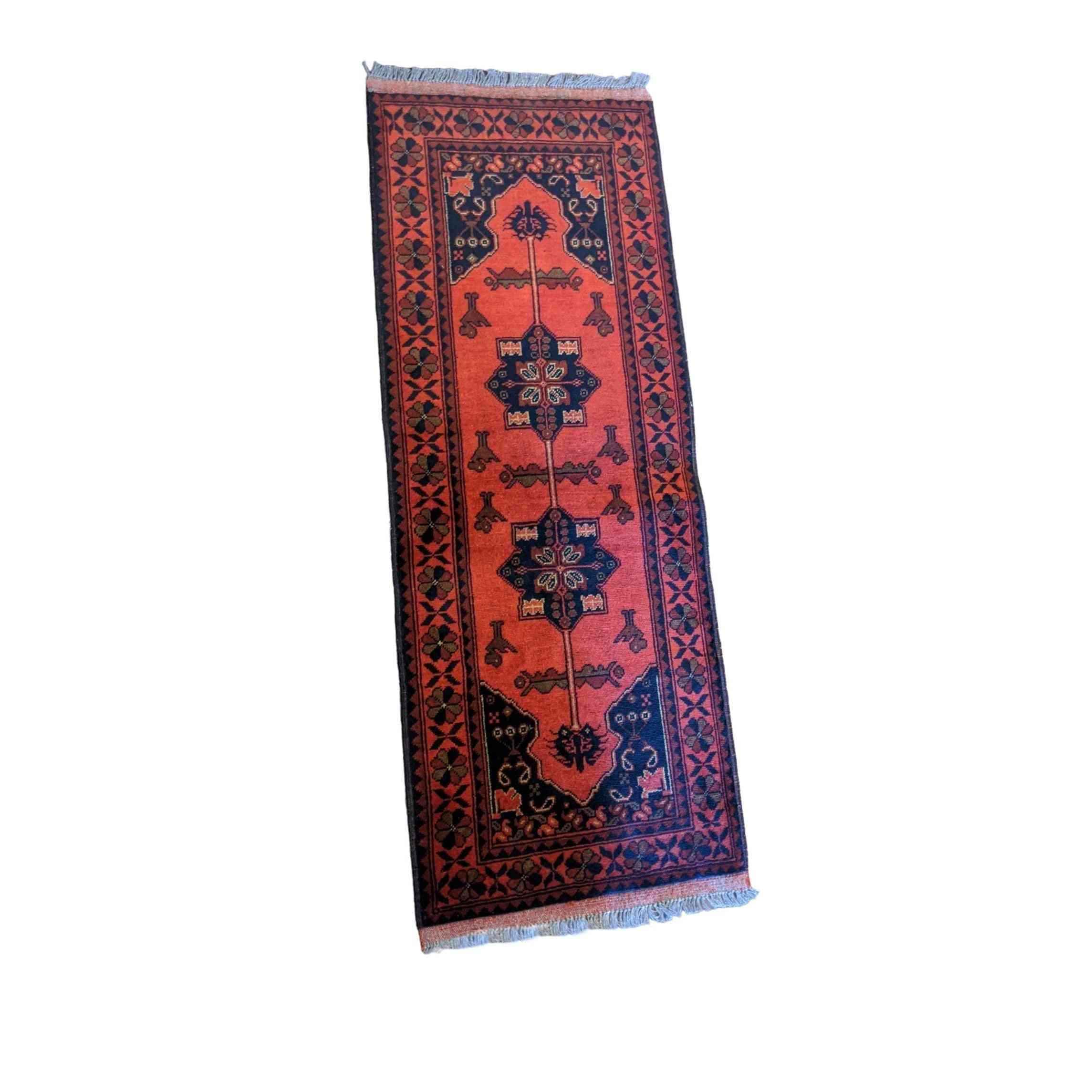 152 x 57 cm Afghan Khan Tribal Red Rug - Rugmaster