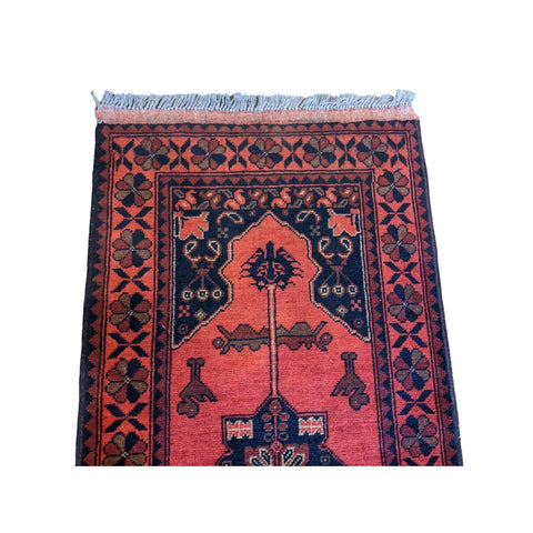 152 x 57 cm Afghan Khan Tribal Red Rug - Rugoutlet