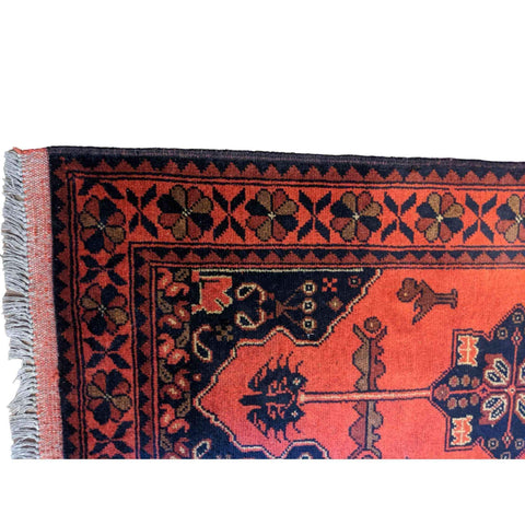 152 x 57 cm Afghan Khan Tribal Red Rug - Rugoutlet
