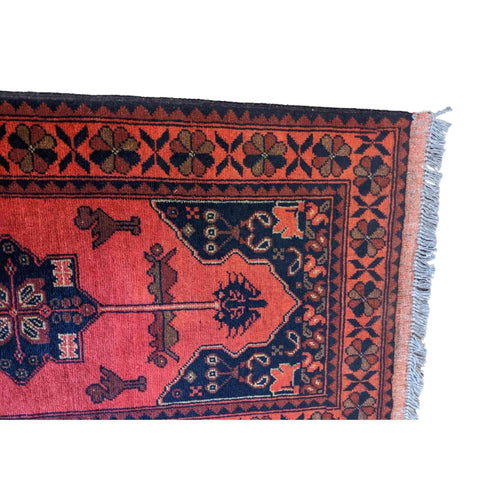 152 x 57 cm Afghan Khan Tribal Red Rug - Rugoutlet