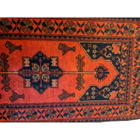 152 x 57 cm Afghan Khan Tribal Red Rug - Rugoutlet