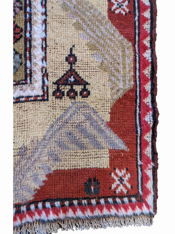 152 x 92 cm Old Turkish Milas Antique Multi coloured Rug - Rugoutlet