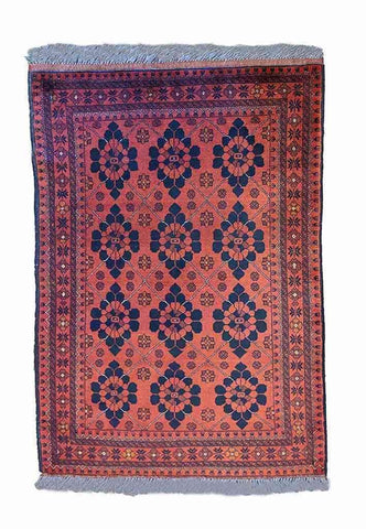 152 x 96 cm Afghan Khan Tribal Red Rug - Rugoutlet