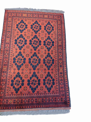 152 x 96 cm Afghan Khan Tribal Red Rug - Rugoutlet