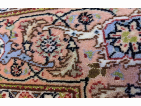 153 x 102 cm Fine Tabriz mahi silk and wool Traditional Blue Rug - Rugoutlet