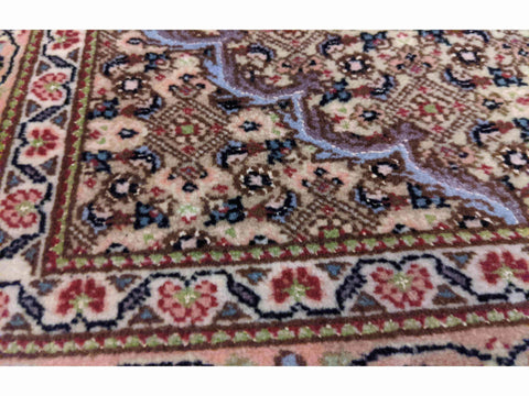 153 x 102 cm Fine Tabriz mahi silk and wool Traditional Blue Rug - Rugoutlet