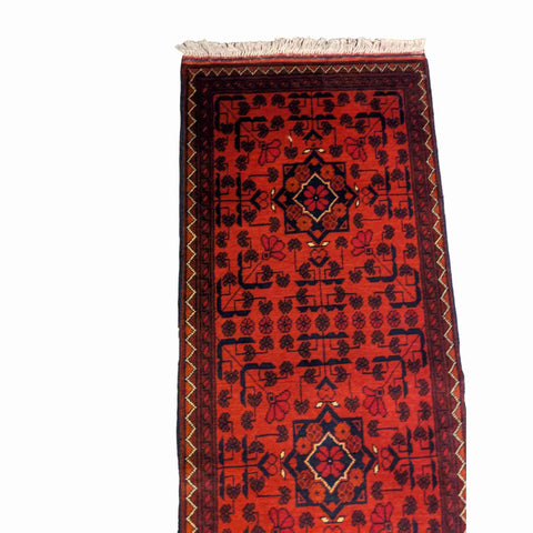 153 x 49 cm Afghan Khan Tribal Red Rug - Rugmaster