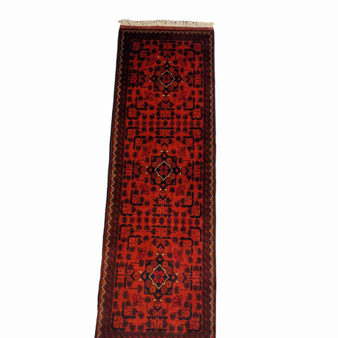 153 x 49 cm Afghan Khan Tribal Red Rug - Rugmaster