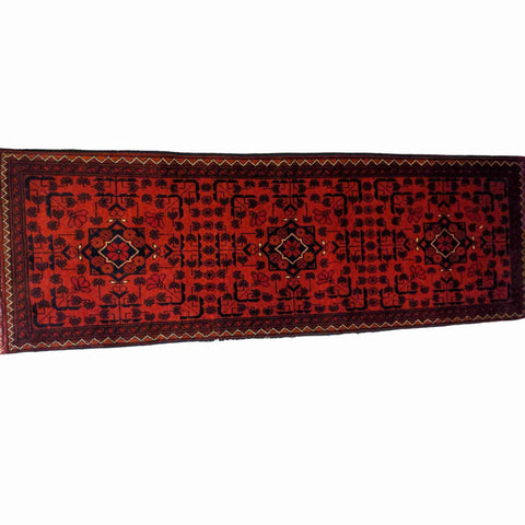 153 x 49 cm Afghan Khan Tribal Red Rug - Rugmaster