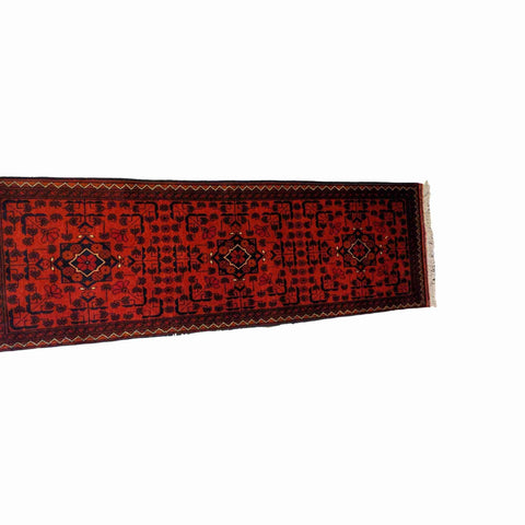 153 x 49 cm Afghan Khan Tribal Red Rug - Rugmaster