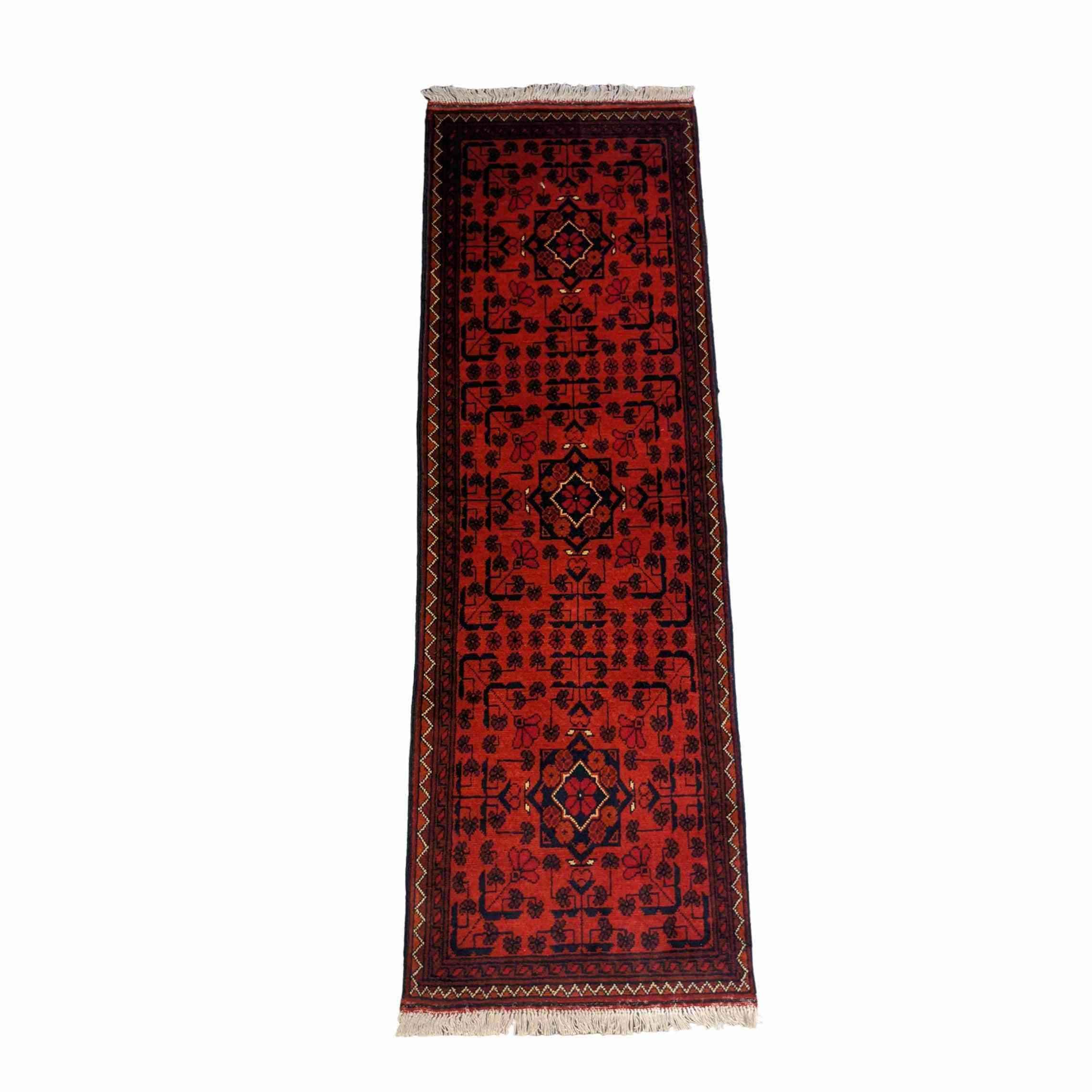 153 x 49 cm Afghan Khan Tribal Red Rug - Rugmaster