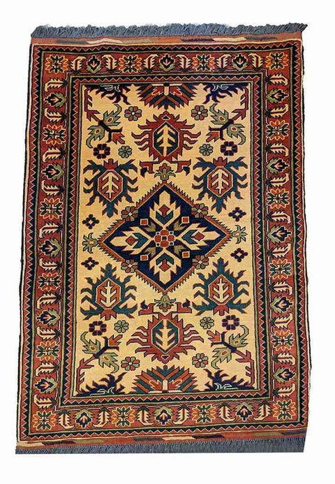 154 x 101 cm Afghan Tribal Yellow Rug - Rugoutlet