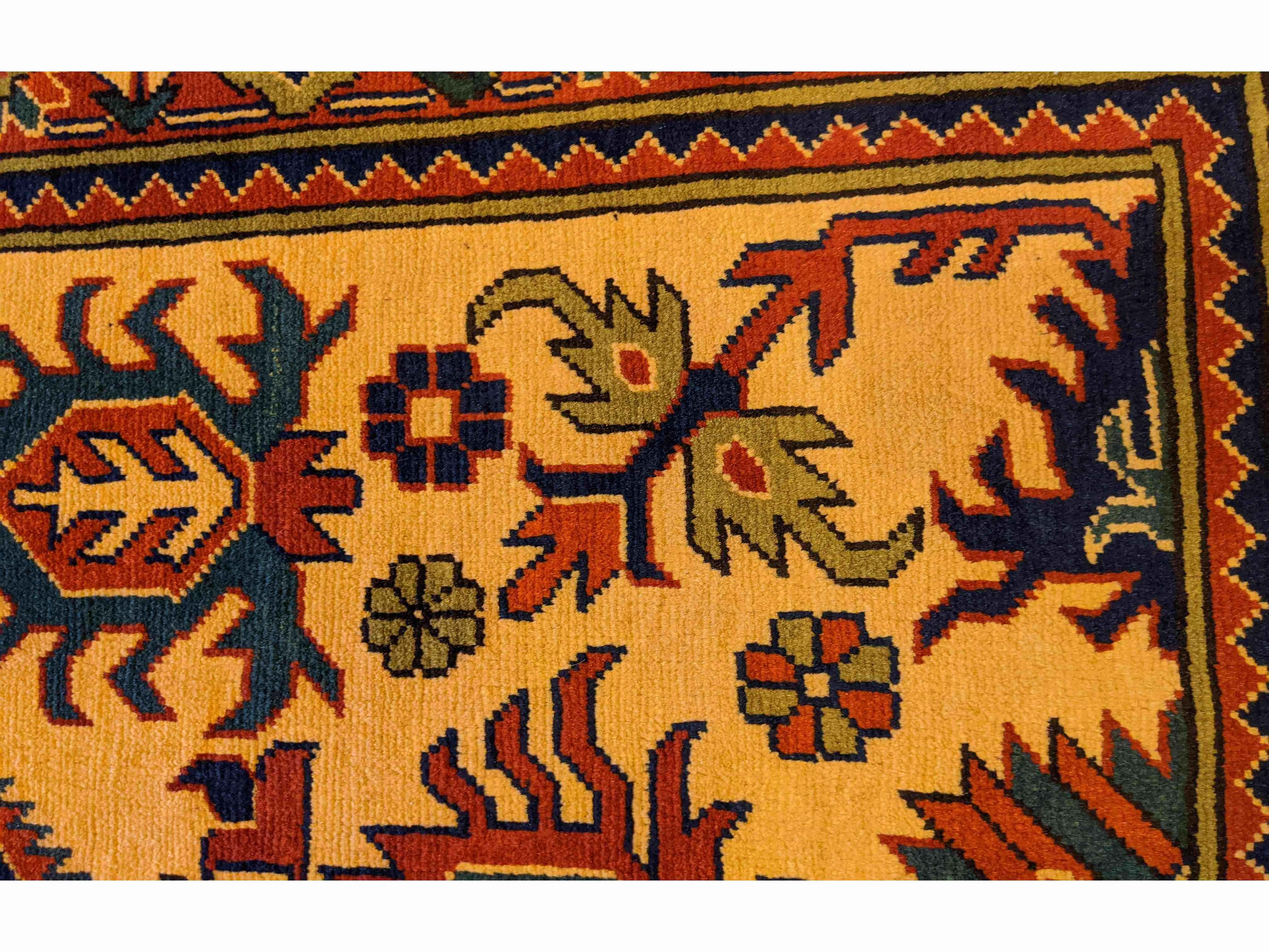 154 x 101 cm Afghan Tribal Yellow Rug - Rugmaster